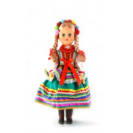 Doll in Lublinian green folk dress 40 cm.