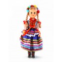 Doll in Lublinian blue folk dress 35 cm.