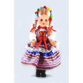 Doll in Lublinian blue folk dress 50 cm.