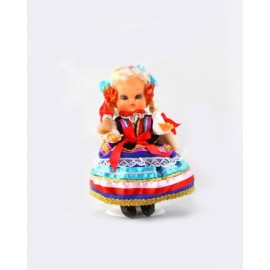 Doll in Lublinian blue folk dress 16 cm.