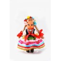Doll in Lublinian pink folk dress 16 cm.