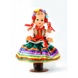 Doll in Lublinian green folk dress 30 cm.